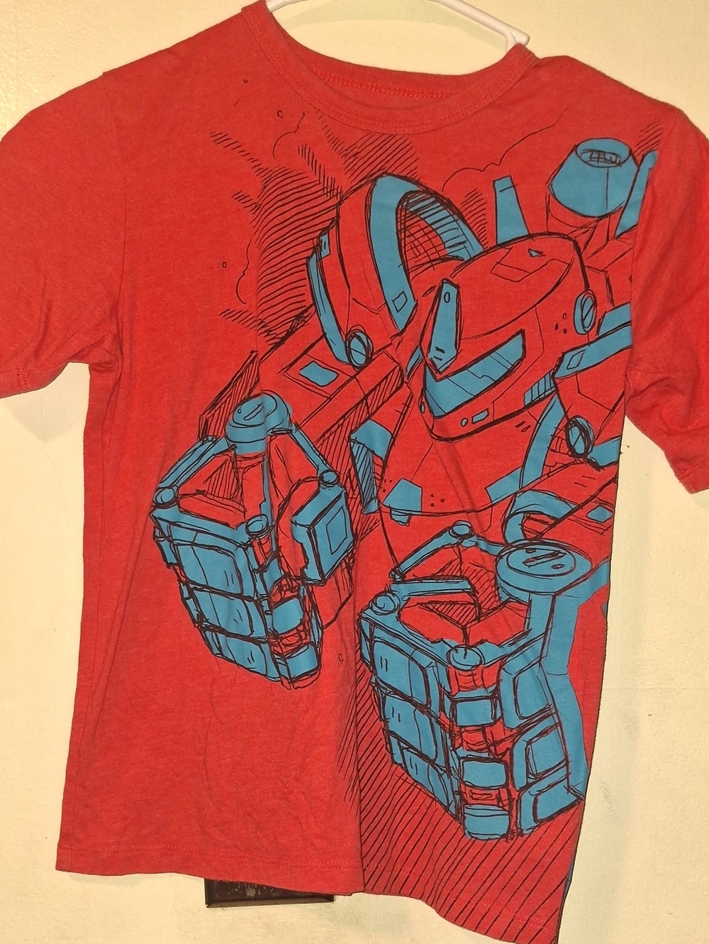 The Children's Place Red Tee with Blue Robot Graphic